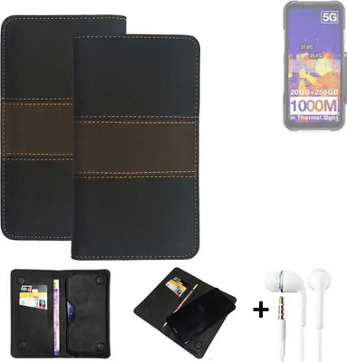 Produktbild von K-S-Trade Handyhülle + Kopfhörer kompatibel mit Doogee V20 Pro Schutzhülle Walletcase Bookstyle Tasche Schutz Case Hülle Wallet Cover Kunstleder