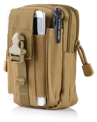 Produktbild von Taktische Gürteltasche - Beintasche - Oxford-Gewebe - Handytasche - Gepunktetes Muster - 13 cm - Khaki
