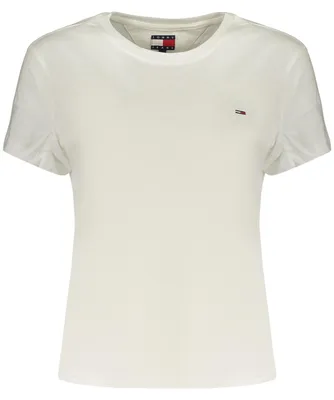 Produktbild von Weißes Damen-Kurzarmshirt mit Logo-Stickerei aus Baumwolle