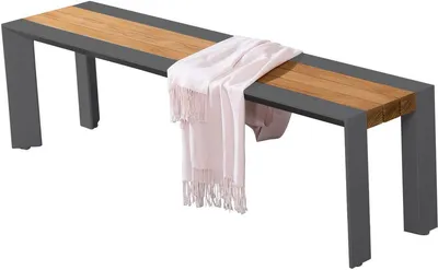 A bench with a scarf draped over it, isolated on a white background.