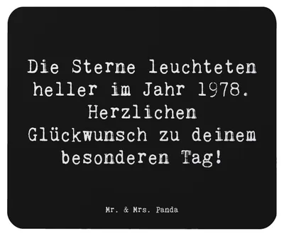 Produktbild von Mr. & Mrs. Panda Mouse Pad Spruch 1978 Geburtstag - Schwarz - Geschenk, Geburtstagsgeschenk, pc mausunterlage, Happy Birthday, mousematte, Glückwunsch, Jubiläum feiern