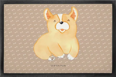 Produktbild von Mr. & Mrs. Panda Sauberlaufmatte Corgie 50 x 75 cm - Hundeglück - Geschenk, Hund, Schmutzmatte, Süß, Bodenvorleger, Fussmatte, Schmutzfangmatte, Bellen, Sprüche, Spruch