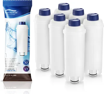 Zdjęcie produktu dla Aqualogis Al-S002 6-częściowy zestaw filtrów - Kompatybilny z Delonghi DLSC002, SER3017, ECAM, ESAM, ETAM, serią EC - Wymienne filtry do ekspresów do kawy