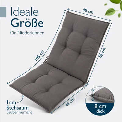 Produktbild von Beautissu 4er Set Premium Niedriglehner Auflage Sun-NL, 100x50x8cm, Taupe