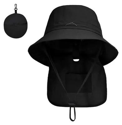 Produktbild von Sonnenhut mit Breiter Krempe Herren Damen UV Schutz Hut Wanderhut Faltbar Schwarz Einheitsgröße