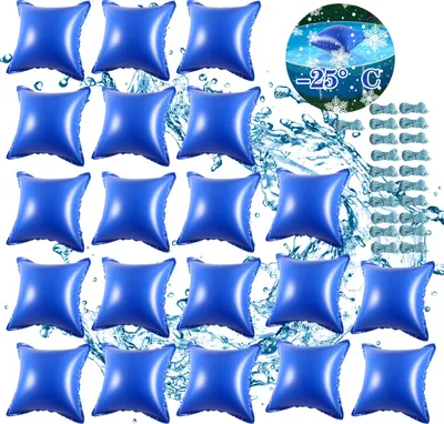 Obrázek produktu pro Ikodm Plavecké polštáře 120x120 cm | Zimní polštáře do bazénu | Nafukovací polštáře jako kryt bazénu, čtvercového tvaru | Odolné proti mrazu až do -25°C | Materiál: PVC | 20 kusů