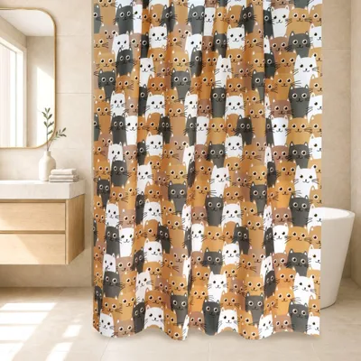 Image de Rideau de douche - 180x200 cm - Marron, Gris