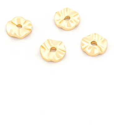 Produktbild von Vintageparts Zwischenperlen gewellt aus Messing in Goldfarben 6 mm 4 Stück