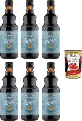 Produktbild von Pantaleo Olio Extravergine di Oliva IGP Olio di Puglia Natives Olivenöl Extra g.g.A. Öl aus Apulien 6x500ml+ Italian Gourmet polpa 400g