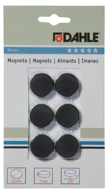 Obrázok produktu pre Dahle 95424, Magnet na bielu tabuľu, Čierna, 24 mm, 24 mm, 7 mm, 6 kusov