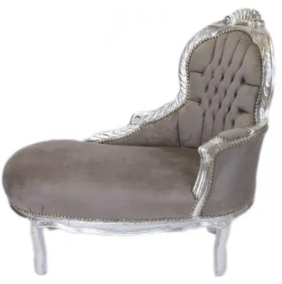 Produktbild von Casa Padrino Barock Kinder Chaiselongue Grau / Silber Mod2 - Barock Möbel