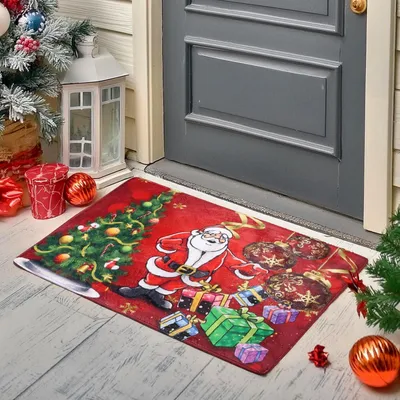 Immagine prodotto di Tappeto natalizio antiscivolo, 50x80 cm, rosso - 1 pezzo