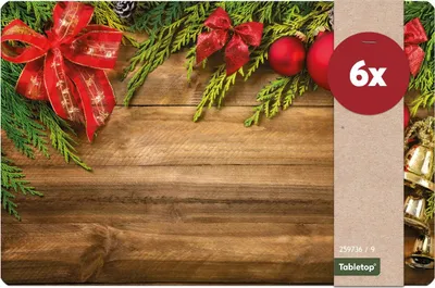 Immagine prodotto di Set di 6 tovagliette lavabili con decorazioni natalizie e legno