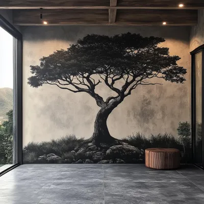 Image de Autocollant mural Decords – grand arbre d'inspiration naturelle, 260 cm