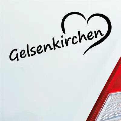 Produktbild von Auto Aufkleber Gelsenkirchen Schalke Herz Stadt City Liebe 19,5x8 cm Schwarz Matt Sticker Heckscheibenaufkleber