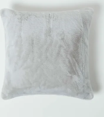Image de HOMESCAPES Fourrure synthétique moelleuse Housse de coussin rose pâle 46 x 46 cm