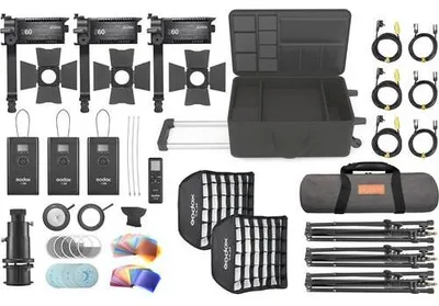 Produktbild von Godox S60-D, 180 W, 3 Glühbirne(n), LED, 60 W, 55°, Schwarz