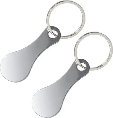 Produktbild von Pack von 2 Einkaufswagen Token Edelstahl Abnehmbarer Einkaufswagen Token Metall Einkaufswagen Schlüsselring, silber