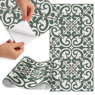 Produktbild von Möbelfolie 75x150 cm - Klebefolie Möbel - Selbstklebende Folie - Folie für Möbel - Möbelfolie Küche - Klebefolie Küche - Möbelfolie Schrank - Wasserdicht - Abwaschbar - Selbstklebend - Luftblasenfrei - Rückstandslos entfernbar - Pflanzenwirbel