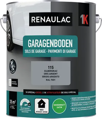 Produktbild von RENAULAC Garagenfarbe seidenmatt silbergrau 5 l
