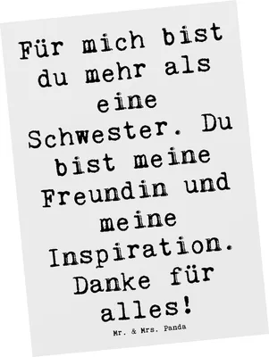 Produktbild von Mr. & Mrs. Panda Postkarte Spruch Meine Schwester - Weiß - Geschenk, Grußkarte, Geschwisterliebe, Aufmerksamkeit, einzelkarte, Ansichtskarte, Liebe, Bedanken, Fotokarte