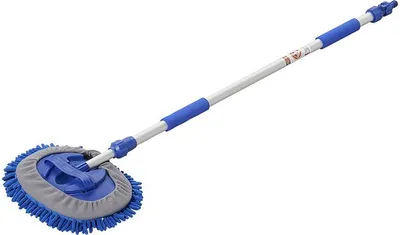 Image de Brosse de lavage chenille microfibre manche télescopique 1,65 m bleu