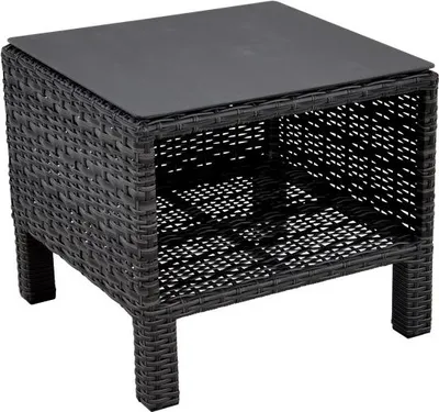 Zdjęcie produktu dla Otwarty stolik boczny - 50,5x51x44 cm - wiklina - blat ceramiczny