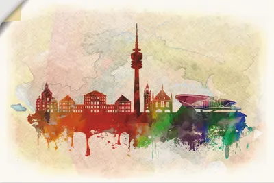 Produktbild von ARTland Wandbild, selbstklebend München Deutschland Skyline Größe: 90x60 cm