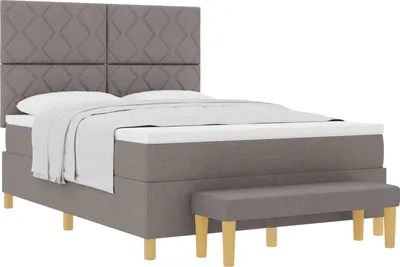 Produktbild von vidaXL Boxspringbett mit Matratze Taupe 140 x 190 cm Stoff