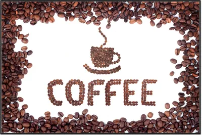 Produktbild von Wallario Wandbild Kaffee Schrift aus Kaffeebohnen, Größe: 61 x 91,50 cm, Poster mit schwarzem Aluminiumrahmen