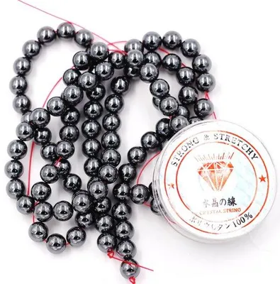 Zdjęcie produktu dla Koraliki Fukugems do biżuterii, 96 sztuk, 8 mm, hematyt, bransoletka do samodzielnego wykonania
