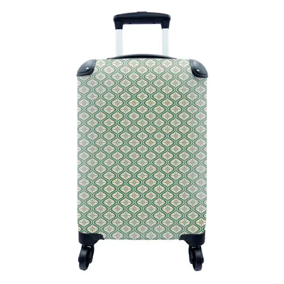 Produktbild von MuchoWow® Koffer Handgepäck Trolley Rollkoffer Kleine Reisekoffer mit 4 Rollen - Schneeflocke - Winter - Vintage - Muster - Weihnachten - Cabin Size < 55x40x23 cm & 55x40x20 cm - Fotokoffer - Kabinenkoffer - Boardgepäck - Reise-Box - Reisekoffer - Reisegepäck - Koffer mit Bild - Trolley für Kinder