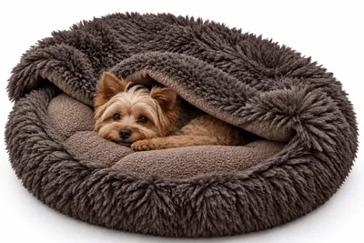 Productafbeelding van Kalmerend kattenbed, klein hondenbed, kattenhol, sofa-bed, 100 cm, bruin