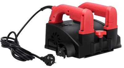 Obrázok produktu pre Elektrická frézka na omietky – fréza na steny a stropy – motor 1200 W – nastaviteľná hĺbka 1–4 mm – pracovná šírka 16 cm – 1000–4000 otáčok za minútu – červeno-čierna, zástrčka 220 V (EÚ)