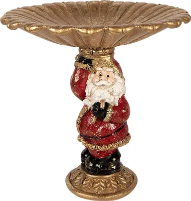 Produktbild von Clayre & Eef Weihnachtsdekorationsfigur Weihnachtsmann 24x19x24 cm Goldfarbig Kunststoff