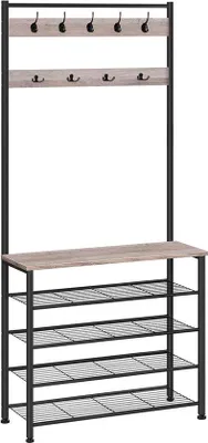 Produktbild von Famanu Garderobe mit Schuhregal und Haken - 5 Ebenen für Flur