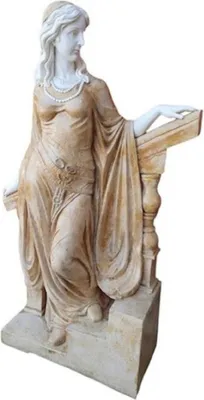 Produktbild von Casa Padrino Luxus Jugendstil Marmor Deko Skulptur Dame Beige / Weiß / Grau - Elegante Garten Deko Figur - Terrassen Deko Figur - Barock & Jugendstil Garten Deko Accessoires