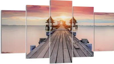 Produktbild von Bild auf Leinwand - Leinwandbild - 5 Teile - Brücke Holz Spaziergang - 160x85cm - Wand Bild - Wanddeko - Wandbilder - Leinwanddruck - Bilder - Wanddekoration - Leinwand bilder - EA160x85-4916
