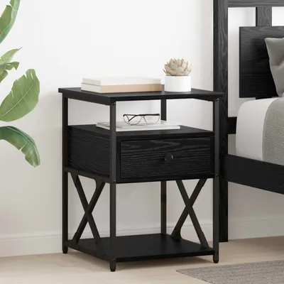 Image de vidaXL Table de chevet noire aspect chêne 40 x 42 x 55 cm en aggloméré