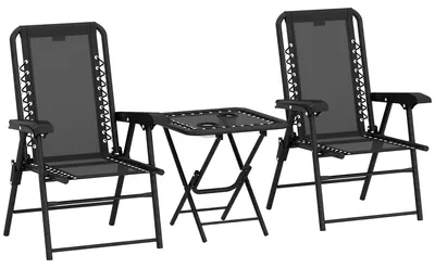 Produktbild von Outsunny Bistro Set 3-teilig aus Stahl Wetterfest Gartenmöbel Set Schwarz