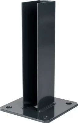 Produktbild von ROYSSON® Zaunpfosten Bodenplatte mit Dübel-Adapter | 60 x 40 mm | Doppelstabmattenzaun – Anthrazit