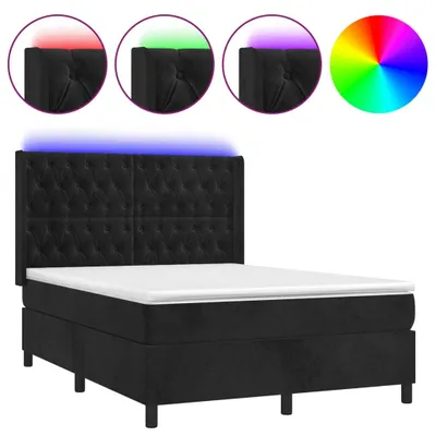 Produktbild von vidaXL Boxspringbett mit Matratze & LED Schwarz 140x190 cm Samt