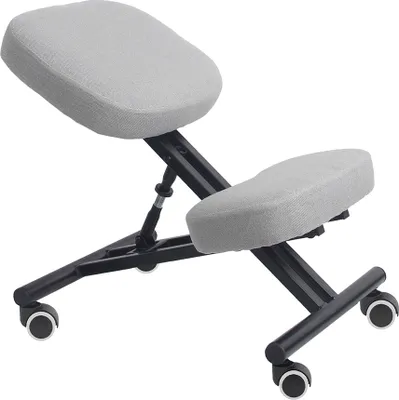 Produktbild von Kondela Ergonomischer Kniestuhl auf Rädern Kilian - hellgrau / schwarz