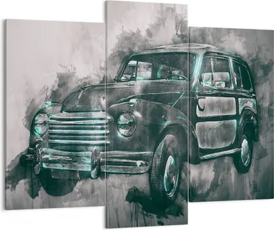 Produktbild von Bild auf Leinwand - Leinwandbild - Auto Retro - 130x100cm - Wand Bild - Wanddeko - Wandbilder - Leinwanddruck - Bilder - Kunstdruck - Wanddekoration - Leinwand bilder - Wandkunst - CB130x100-3834