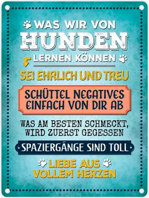 Produktbild von Was wir von Hunden lernen können Metallschild Hund Leben Liebe Glück lernen