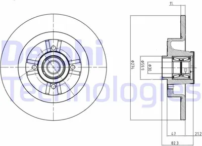 Produktbild von 2x DELPHI Bremsscheibe BG9030RS für RENAULT GRAND SCÉNIC II (JM0/1_) 82 2mm