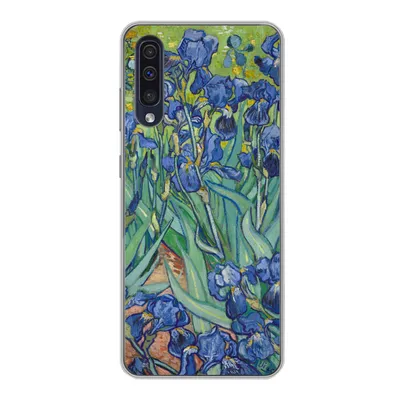 Produktbild von MuchoWow® Handyhülle Schutzhülle Hülle für Samsung Galaxy A30s Schwertlilien - Vincent van Gogh Silikon Softcase Handy Hülle - Karteninhaber