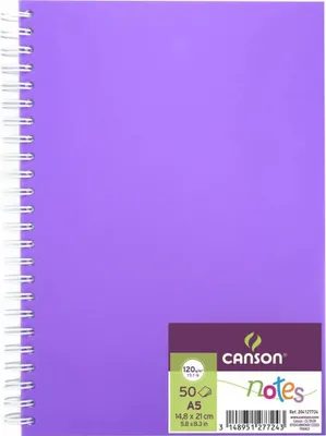 Produktbild von Skizzenbuch Notes A5  50 Blatt 120g violett, mit Spiralbindung,, CANSON