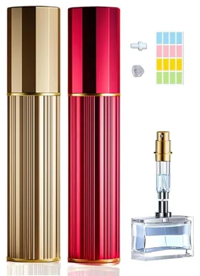 Image de Flacon rechargeable pour vaporisateur de parfum, capacité de 10 ml, couleur or/rouge