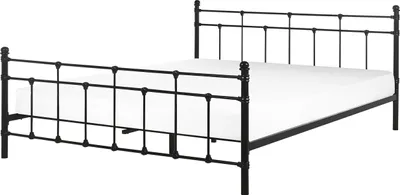 Zdjęcie produktu dla BELIANI Łóżko ze stelażem czarne metalowa rama ozdobne wezgłowie 160 x 200 cm nowoczesny design